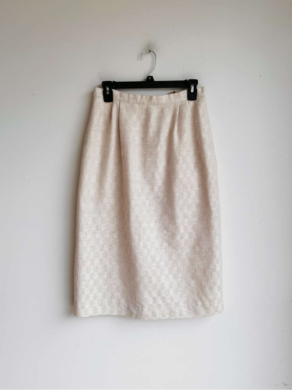 Vintage Christopher Linen Blend Checkerboard Midi Skirt | Best Fit 6/8